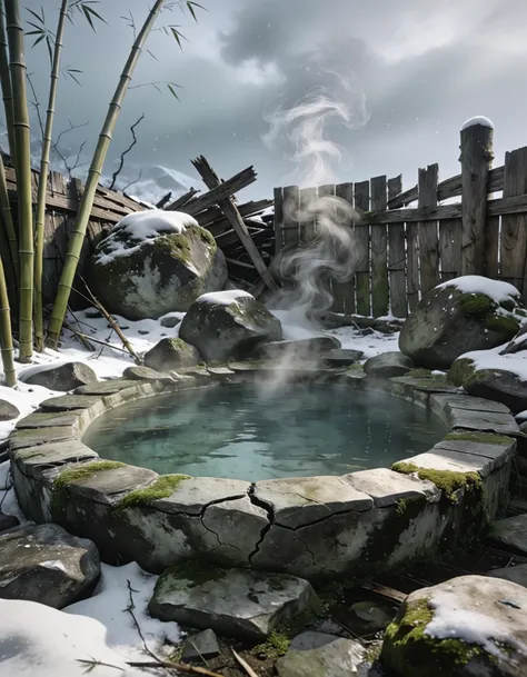 abandoned outdoor onsen