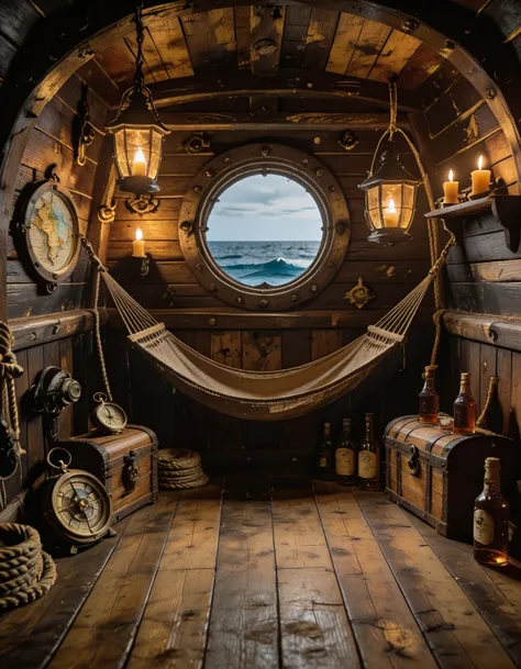 pirate ship cabin interior illu