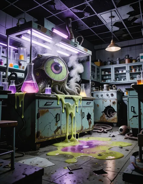 retro 1960s science laboratory interior illu