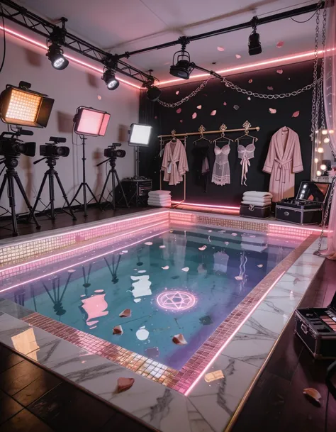 magical girl idol indoor pool filming studio illu