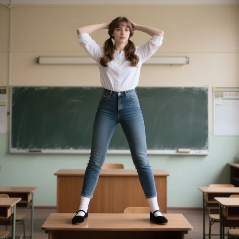 Standing on table