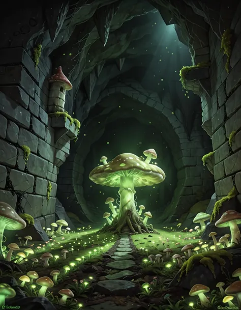 dark fantasy dnd mushroom cavern pony