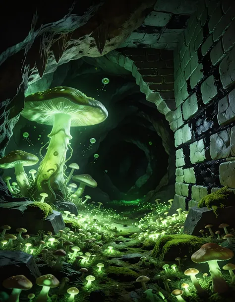 dark fantasy dnd mushroom cavern