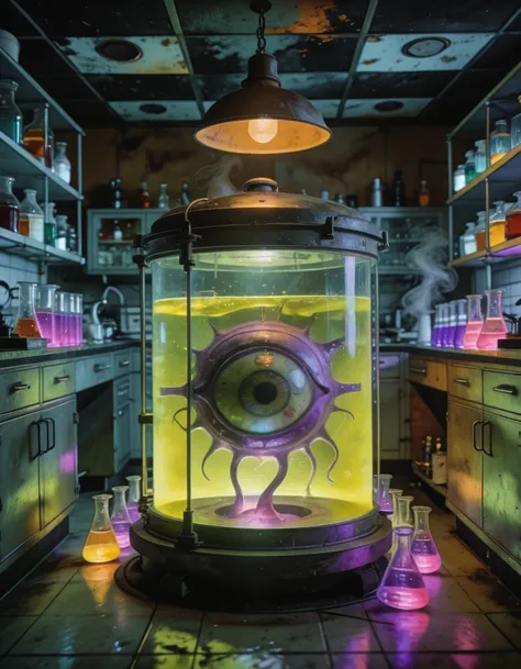 retro 1960s science laboratory interior clean version illu