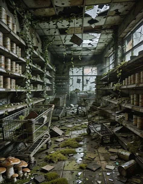 abandoned grocery store illu