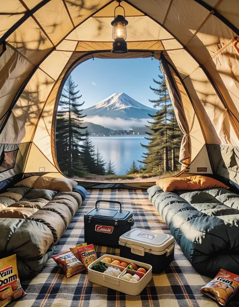 camping tent interior illu