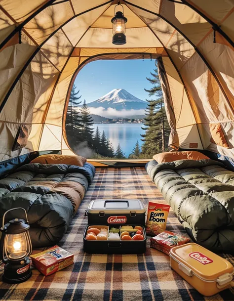 camping tent interior illu