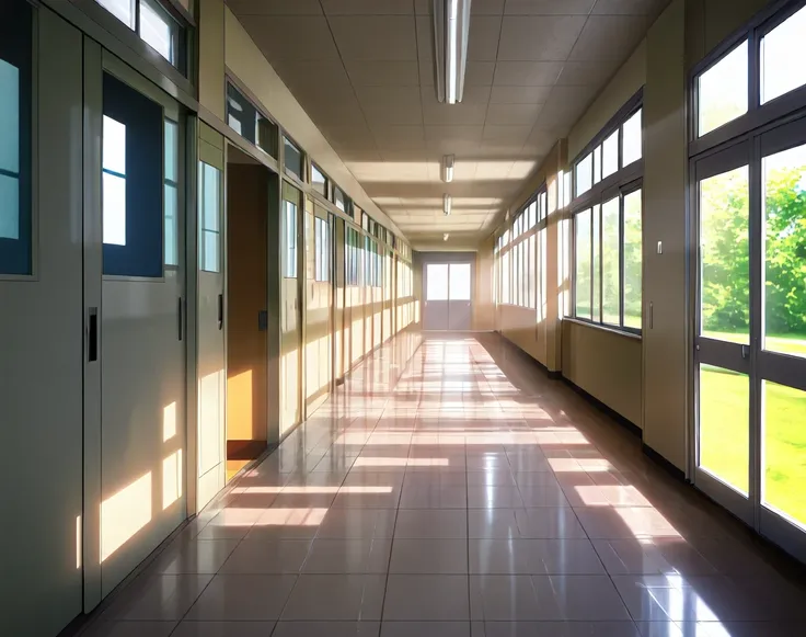 Japanese School Hallway (Background) (NoobAI) (AD)