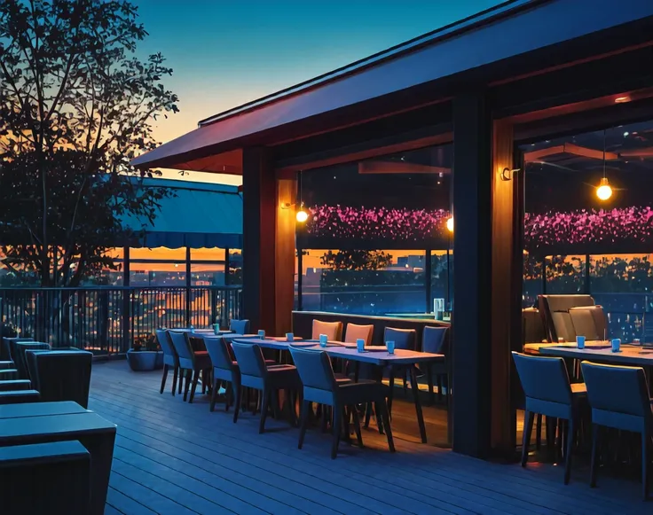 Rooftop Restaurant (Background) (Landscape) (NoobAI) (AD)