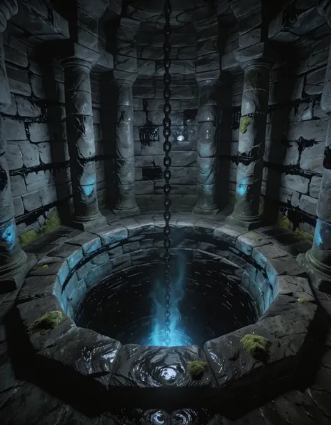 dark fantasy dnd bottomless pit chamber illu