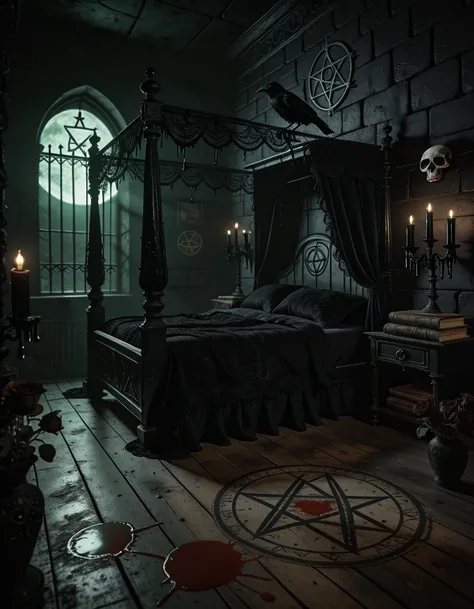 gothic bedroom interior illu