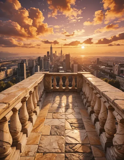 celestial balcony above a modern city illu