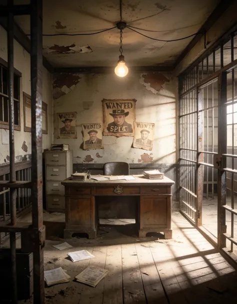 post-apocalyptic sheriff office interior pony
