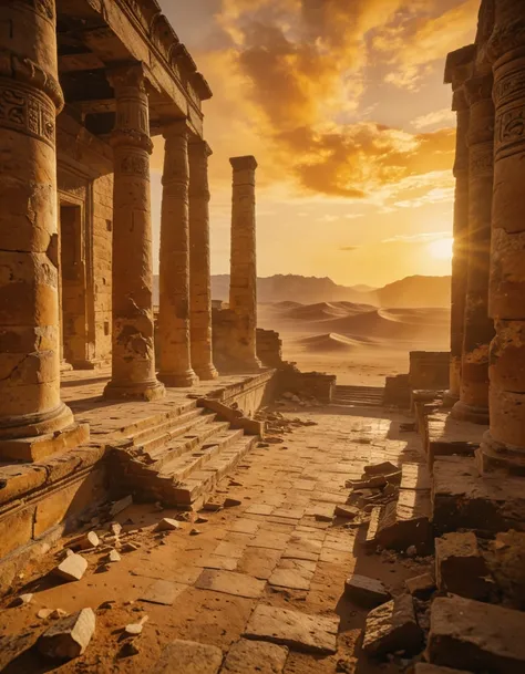 ancient stone temple ruins illu
