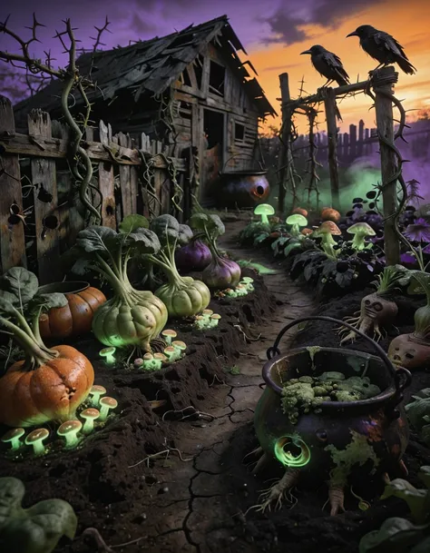 witch twisted vegetable garden illu