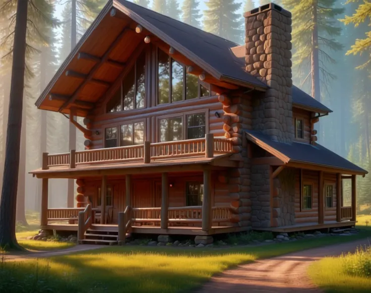 Log Cabin (Background) (Landscape) (SDXL) (AD)