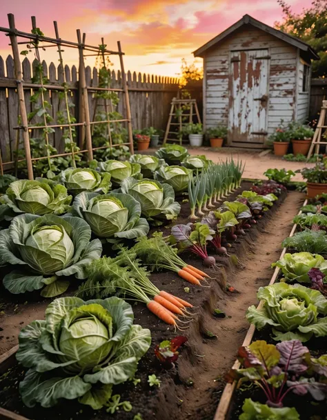 cozy backyard vegetable garden illu