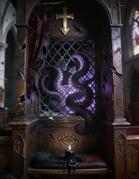 abandoned gothic confessional booth