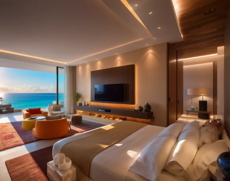 Luxury Beach Resort Bedroom (Background) (SDXL) (AD)