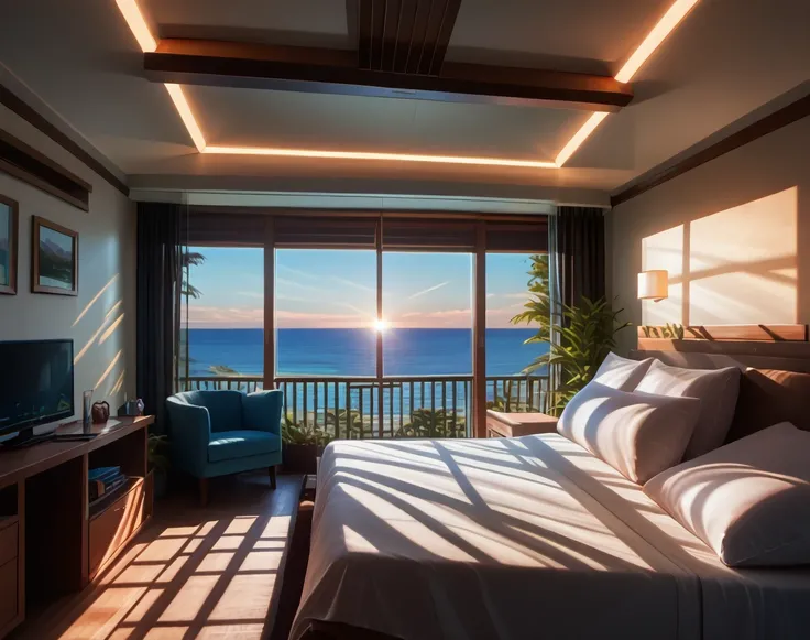 Luxury Beach Resort Bedroom (Background) (Pony) (AD)