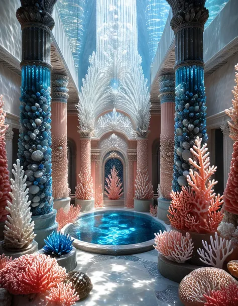 fantasy water goddess temple interior