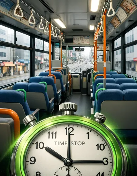interior of empty japanese city bus