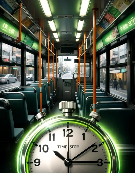 interior of empty japanese city bus pony