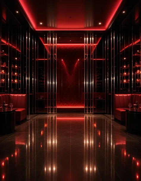 empty luxury red VIP nightclub lounge pony