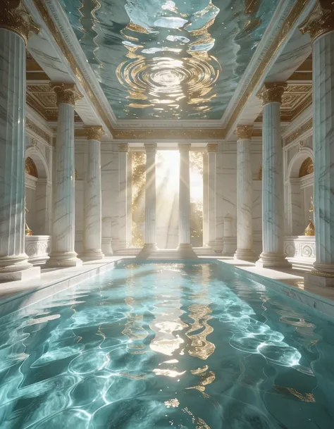 heavenly temple bathing pool illu