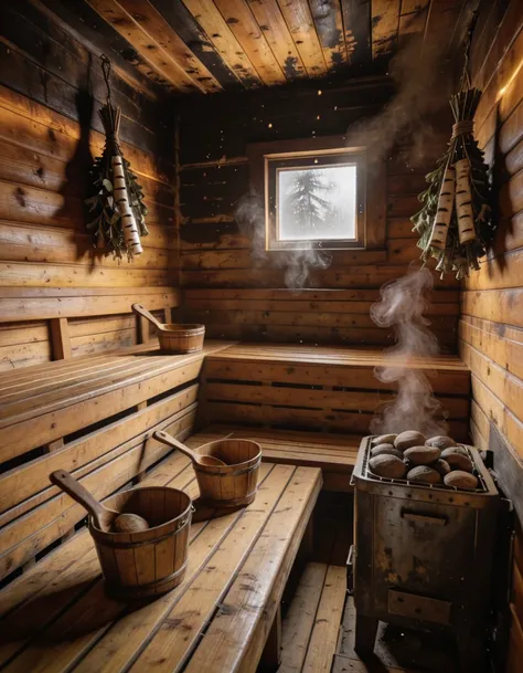 Eastern European summer camp sauna illu