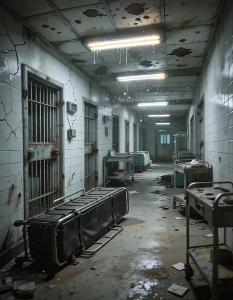 abandoned mental asylum corridor illu
