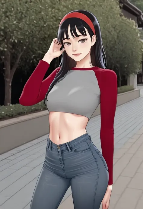 Raglan crop top and denim pants (read description)