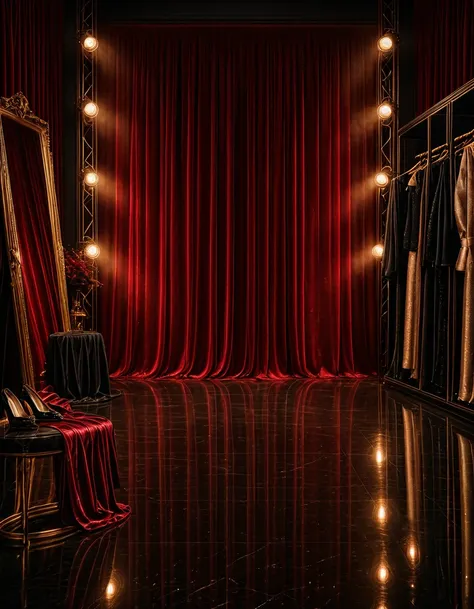 private red velvet glamour photo studio illu