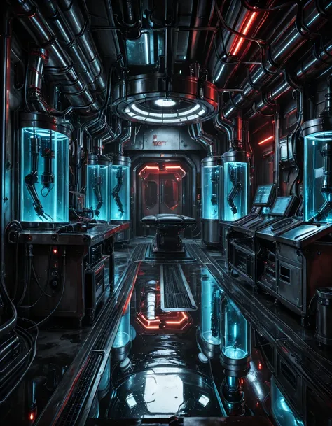 illegal cybernetic body modification lab illu
