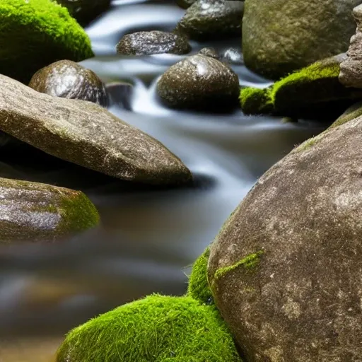 Realistic Mountain Stream Stone Texture Background DoRA LoRA SD1.5