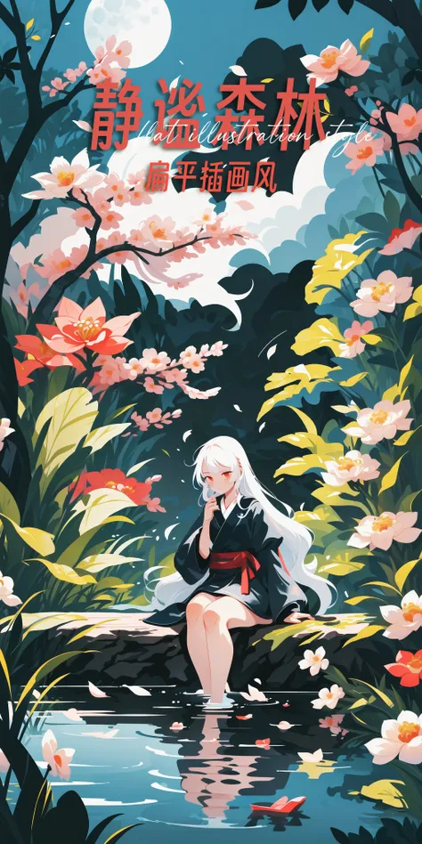 静谧森林 flat illustration style