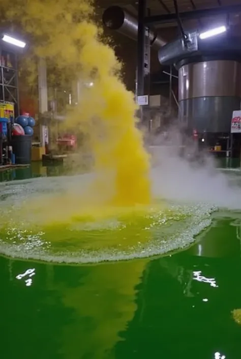 Acid lake on fabric toxic industrial liquid dangerous chemicats SDXL