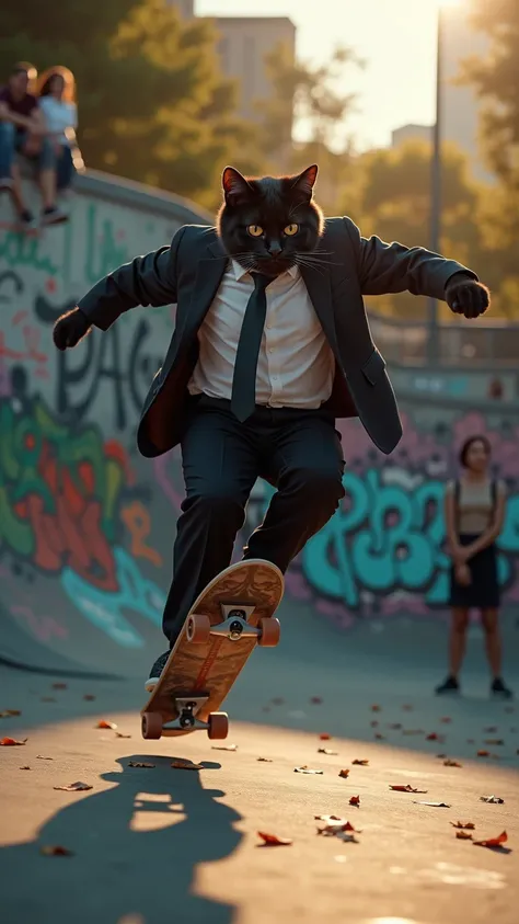 Skateboarding Black Cat