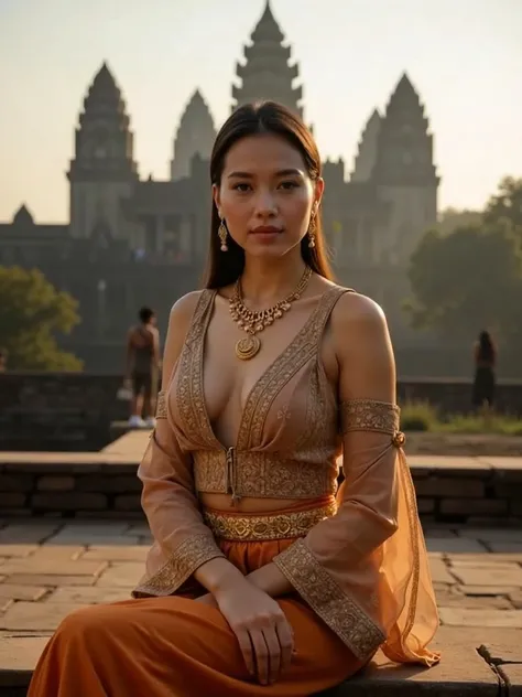A beautiful woman, dressed in traditional Khmer clothing