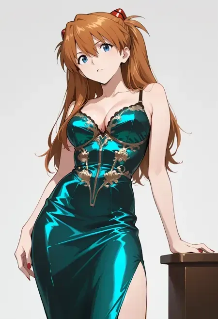 Vintage Beaded Bustier Satin Dress illust