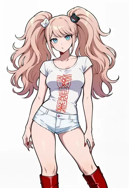 Jennie - Mantra Outfit - White Graphic T-Shirt & White Short Shorts illust