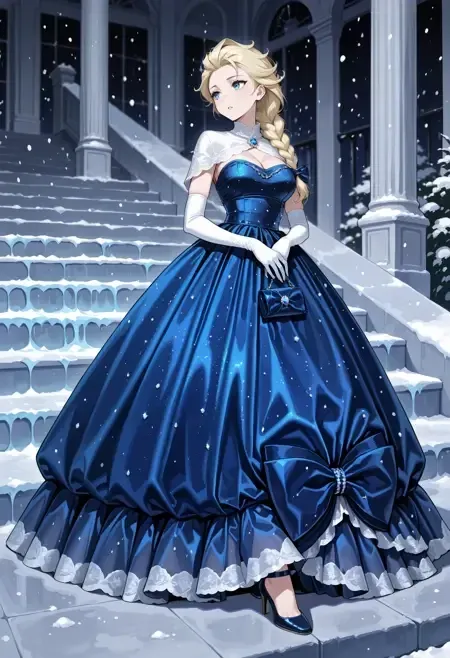 Blue Satin Barbie Bridal Dress illust