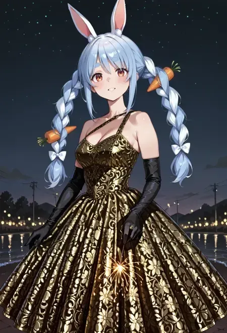 Gold Embroidered Dress illust