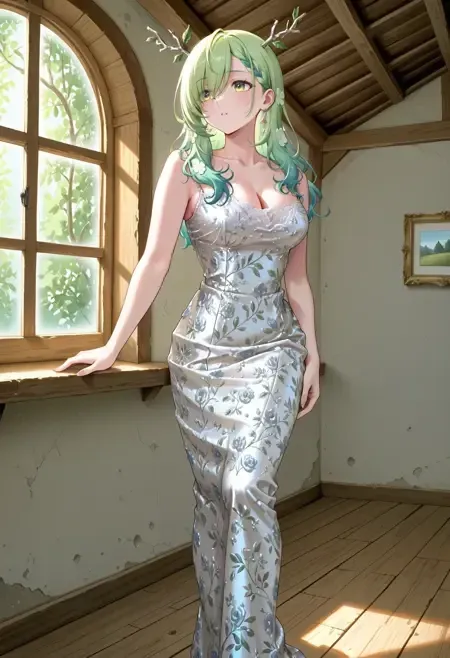 Brocade Satin Dress illust