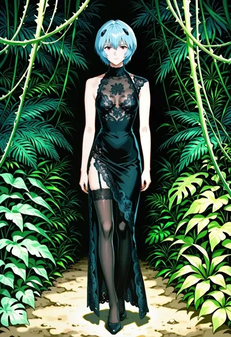 Versace FW 1993 Lace Cleavage Dress illust