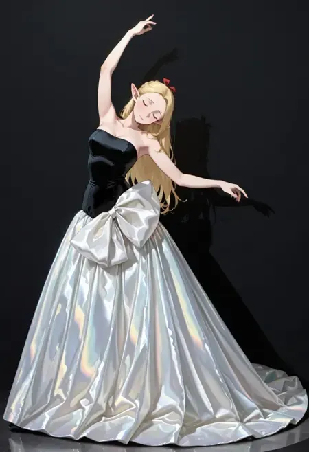 Iridescent & Black Velvet Gown illust