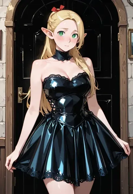 Y2K Lace Trim  Dress illust