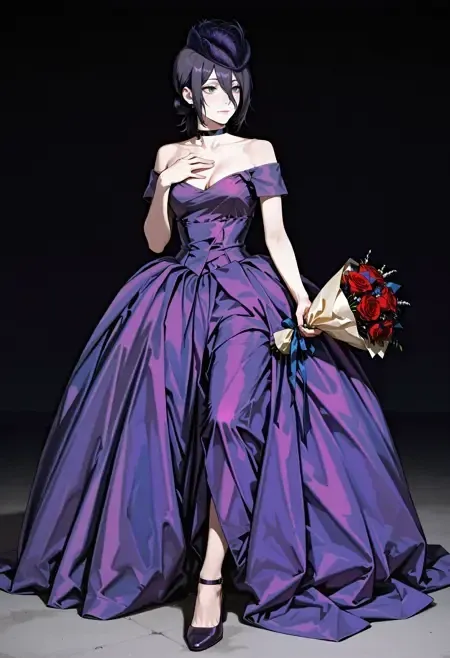 Dita Von Teese Purple Wedding Dress illust