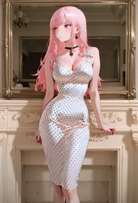 Le Palais Polka Dot Satin Dress illust