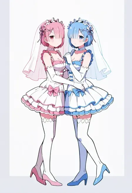 Rem & Ram Wedding Dress illust